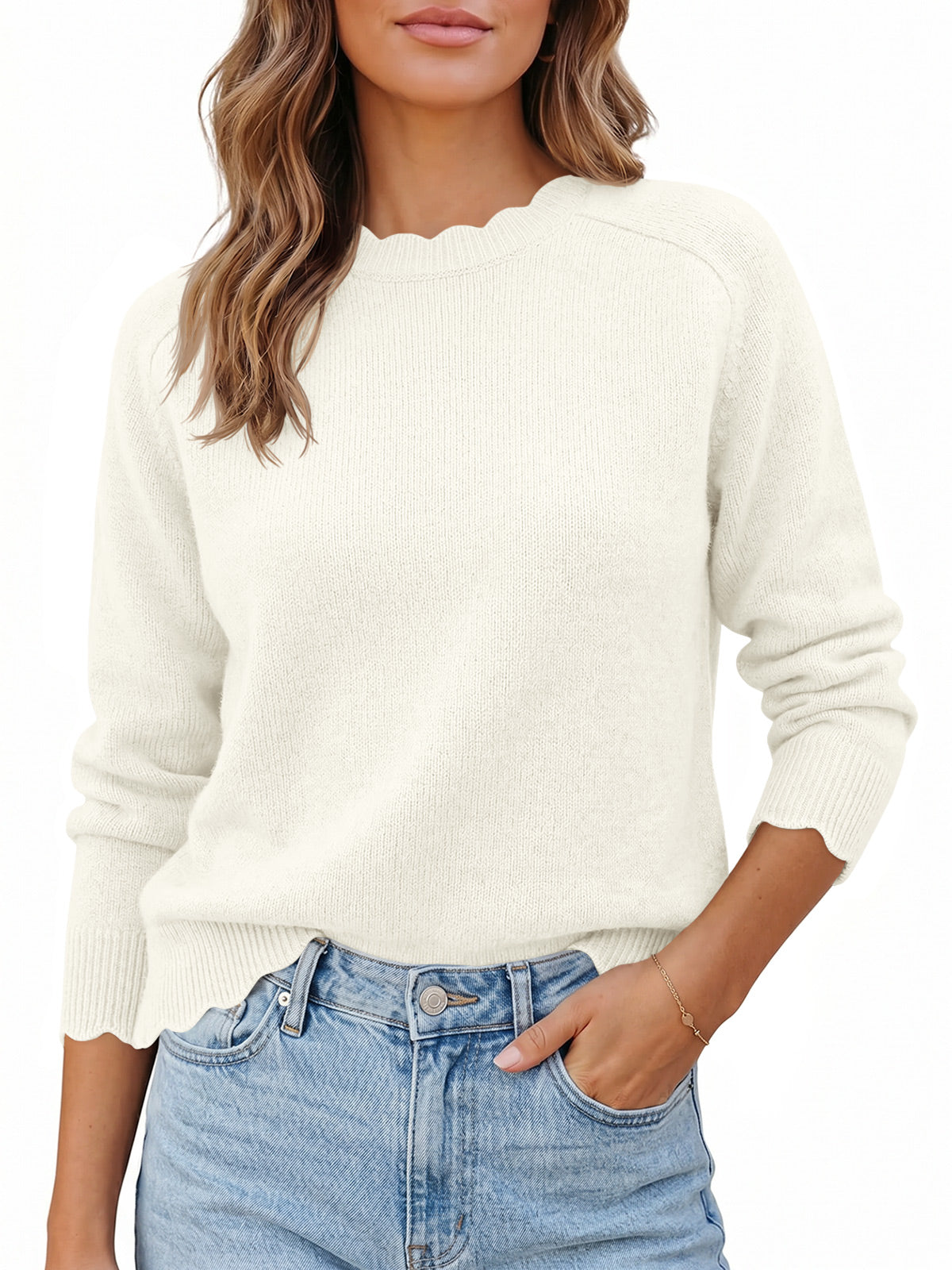 usvara Womens Long Sleeve Knit Sweater Tops