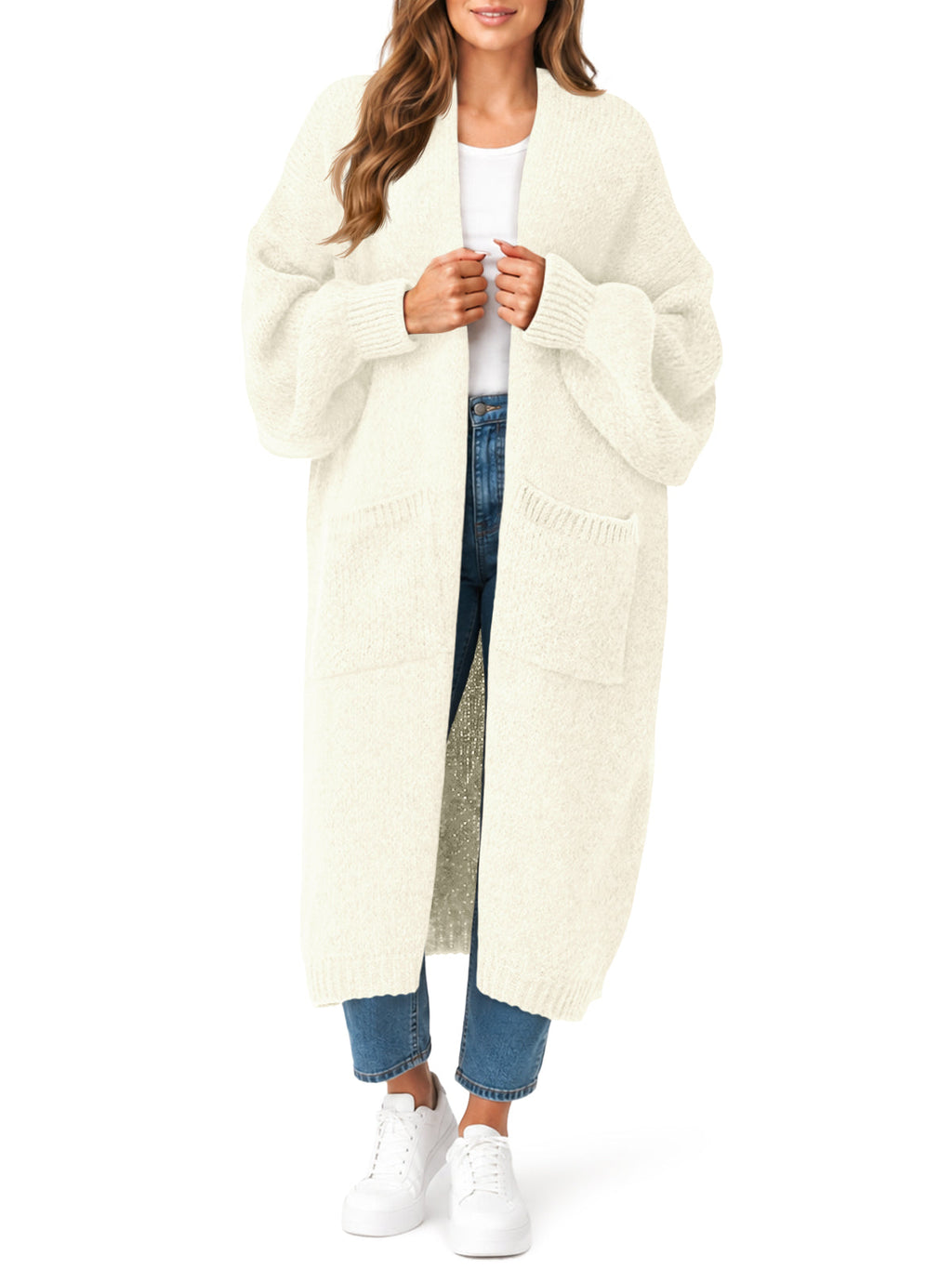 usvara Womens Oversized Open Front Cardigan