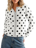 usvara Womens Polka Dot Button Up Cardigan