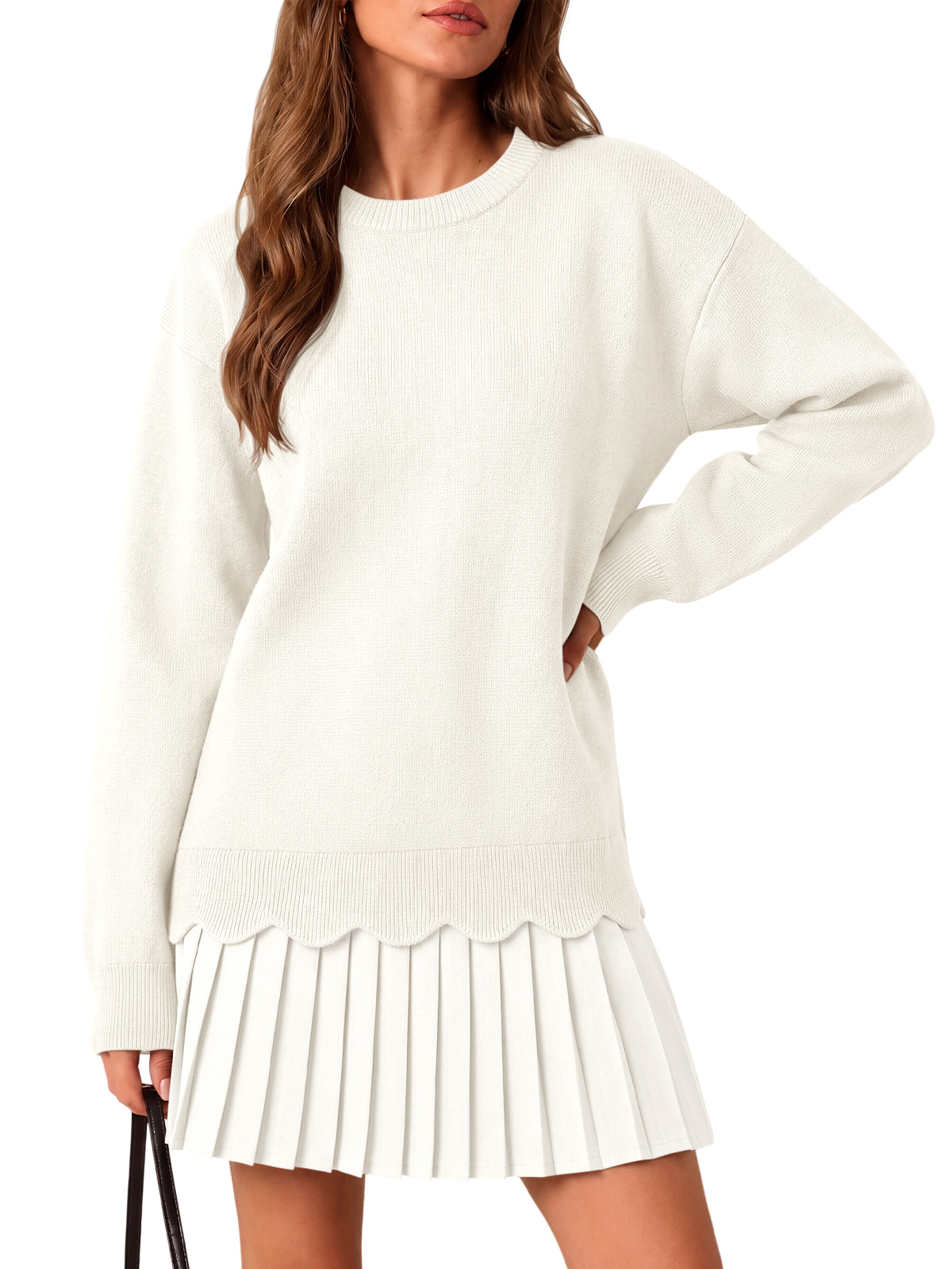 usvara Women Pleated Sweater Dress