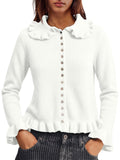 usvara Womens Ruffle Button Down Cardigan