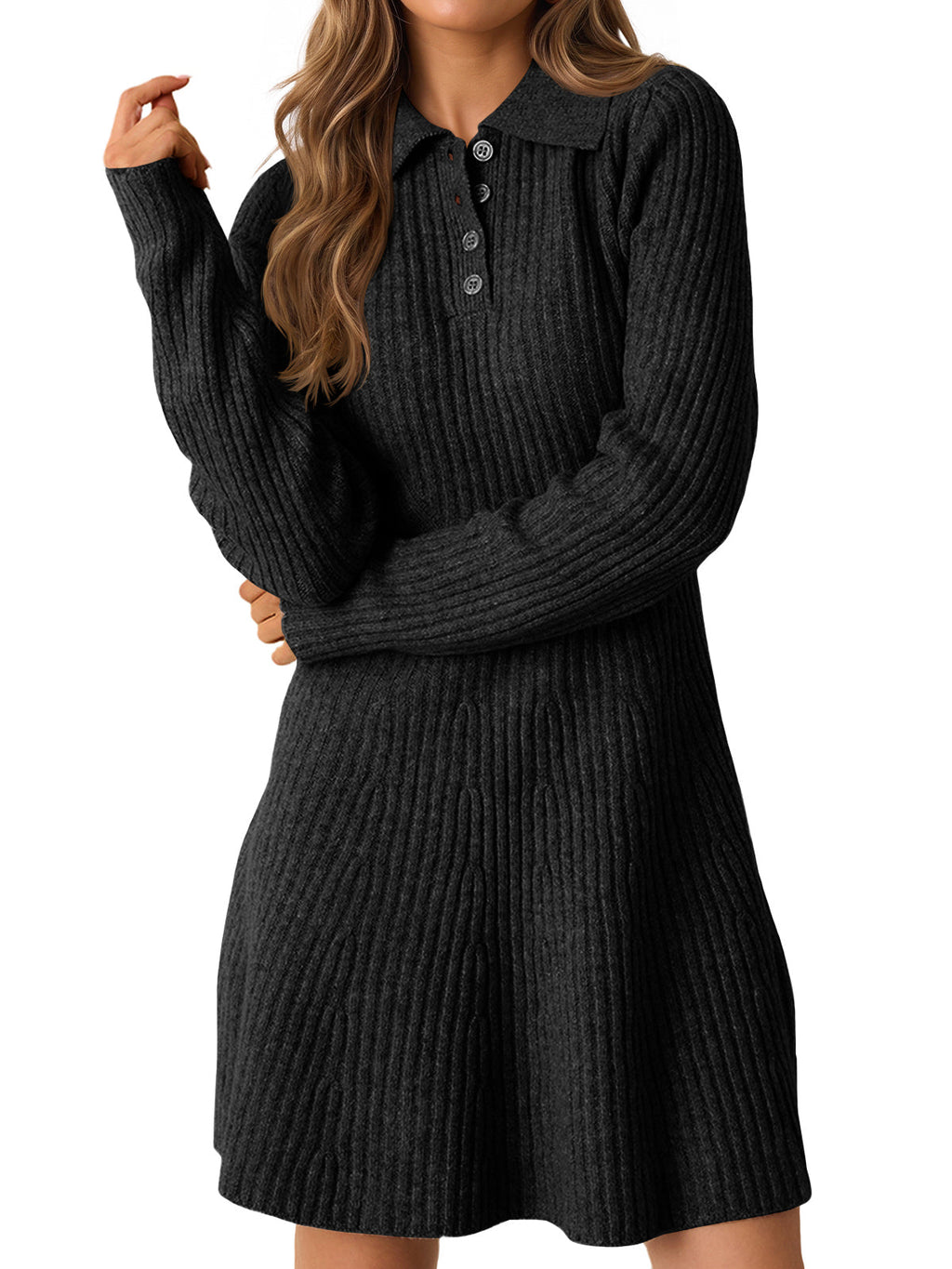 usvara Womens Ribbed Knit Sweater Dress