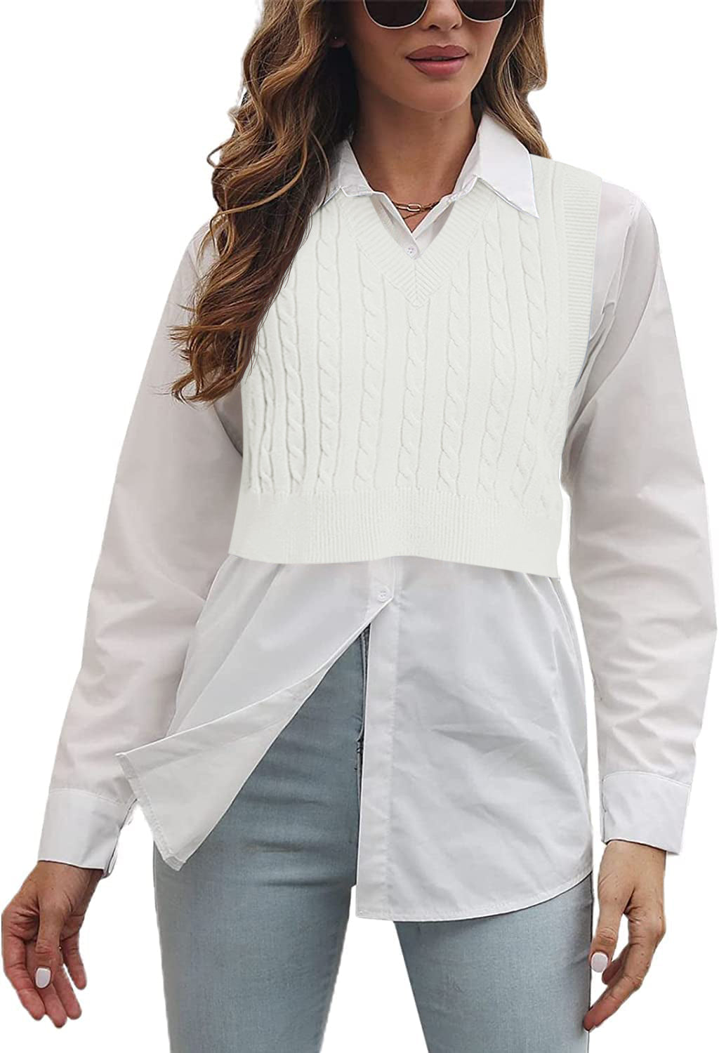 usvara Womens Cable Knit Sweater Vest