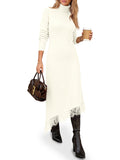 usvara Womens Lace Turtleneck Sweater Dress
