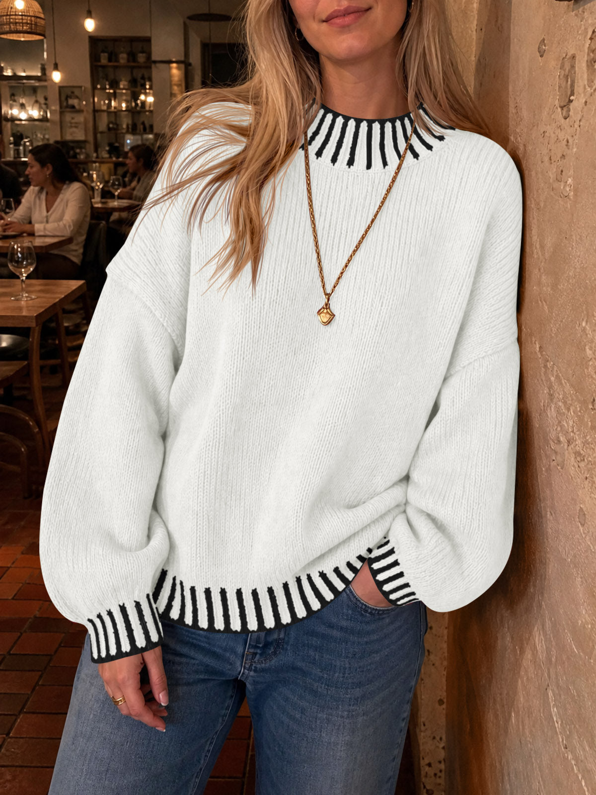 usvara Womens Chunky Mock Neck Sweater