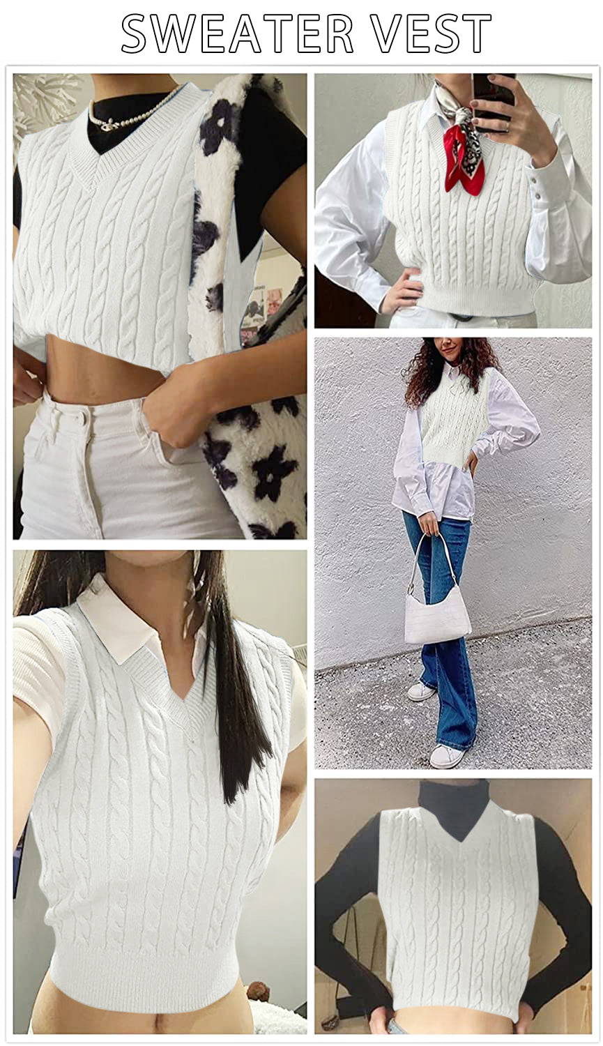 usvara Womens Cable Knit Sweater Vest