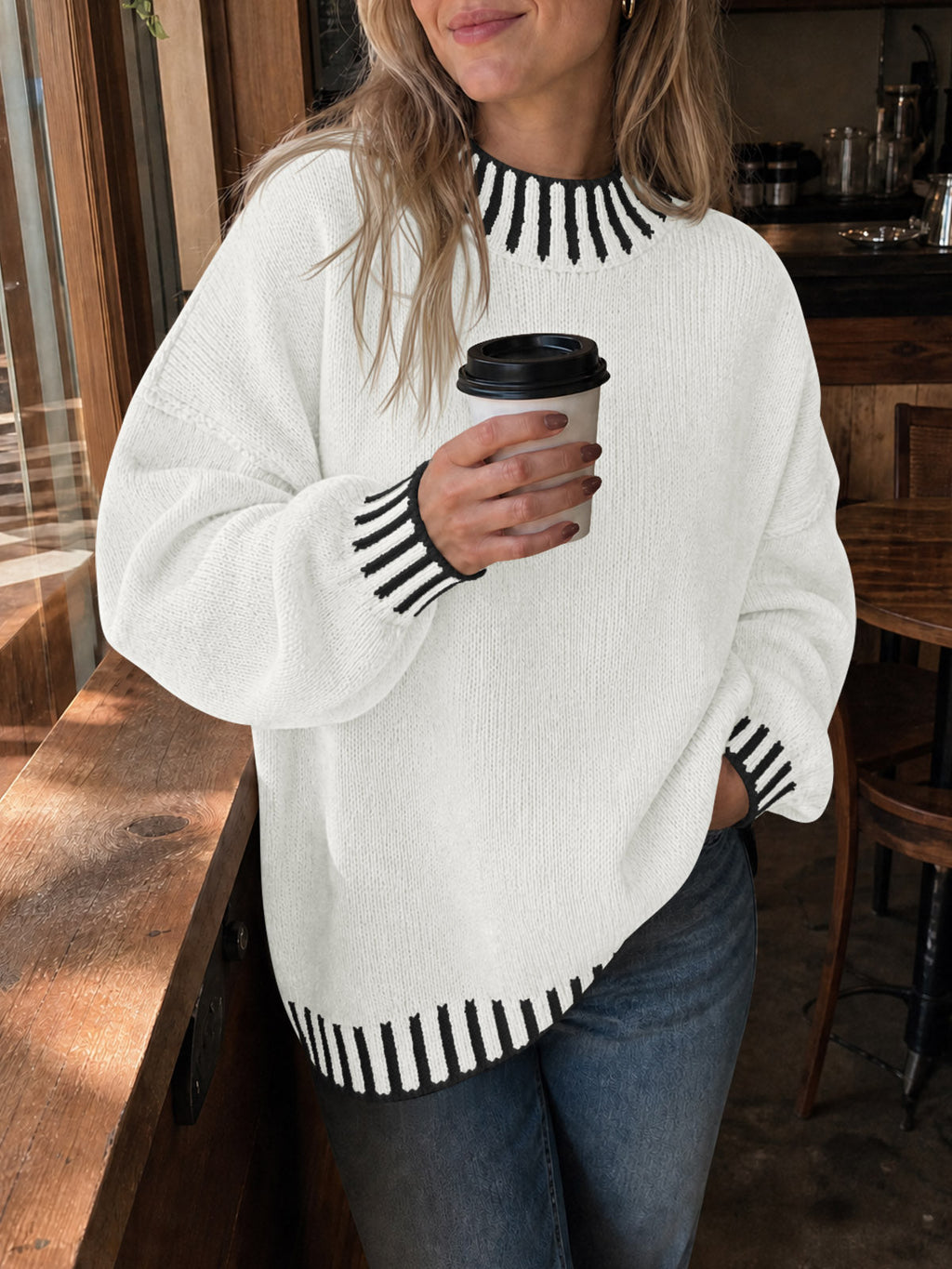 usvara Womens Chunky Mock Neck Sweater