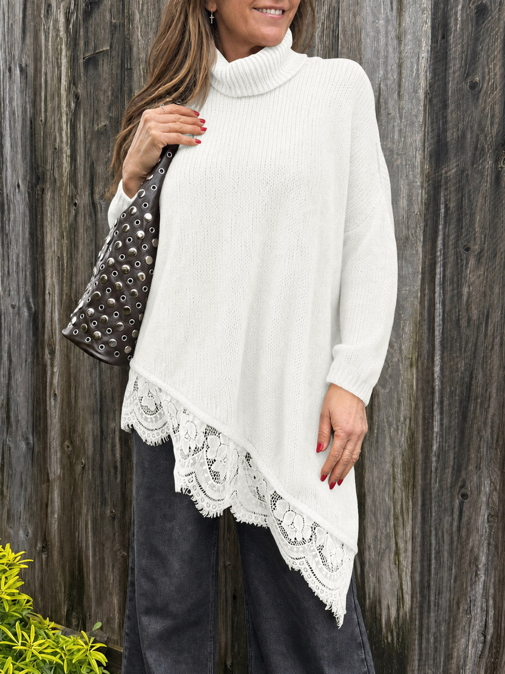 usvara Womens Oversized Batwing Sleeve Turtleneck Sweater