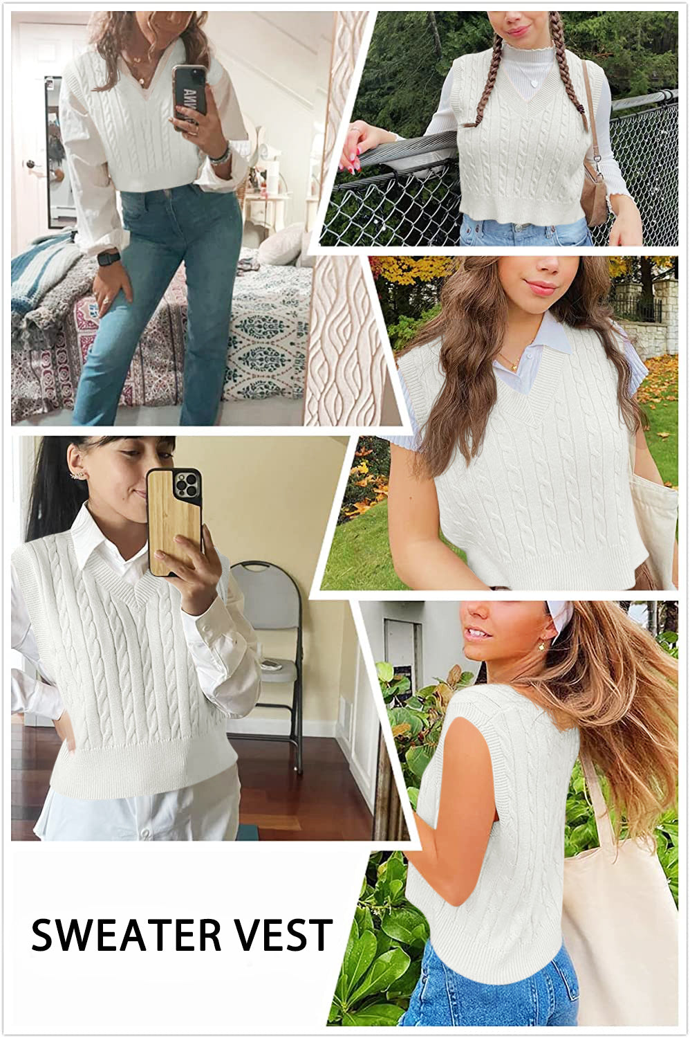 usvara Womens Cable Knit Sweater Vest