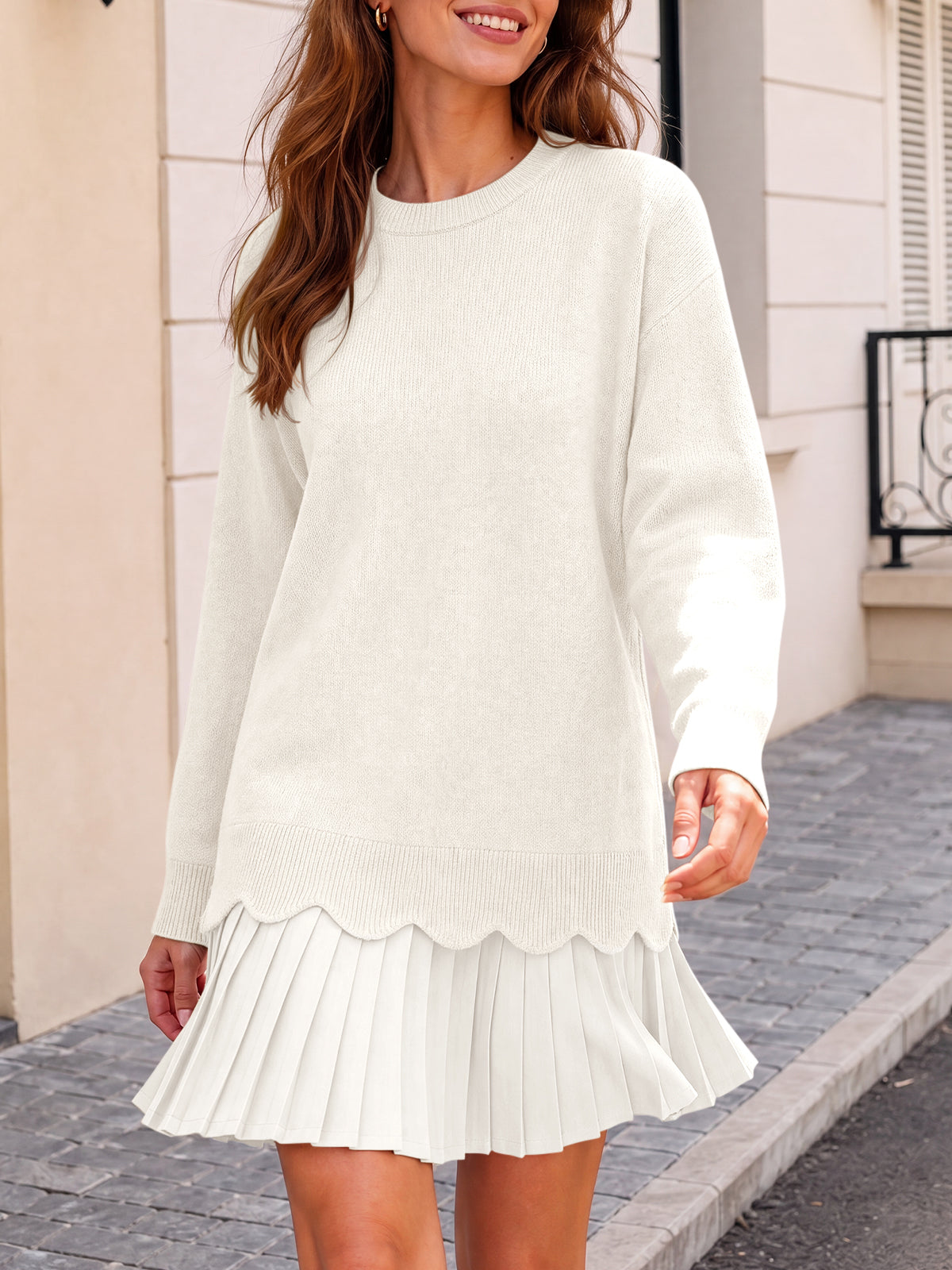 usvara Women Pleated Sweater Dress