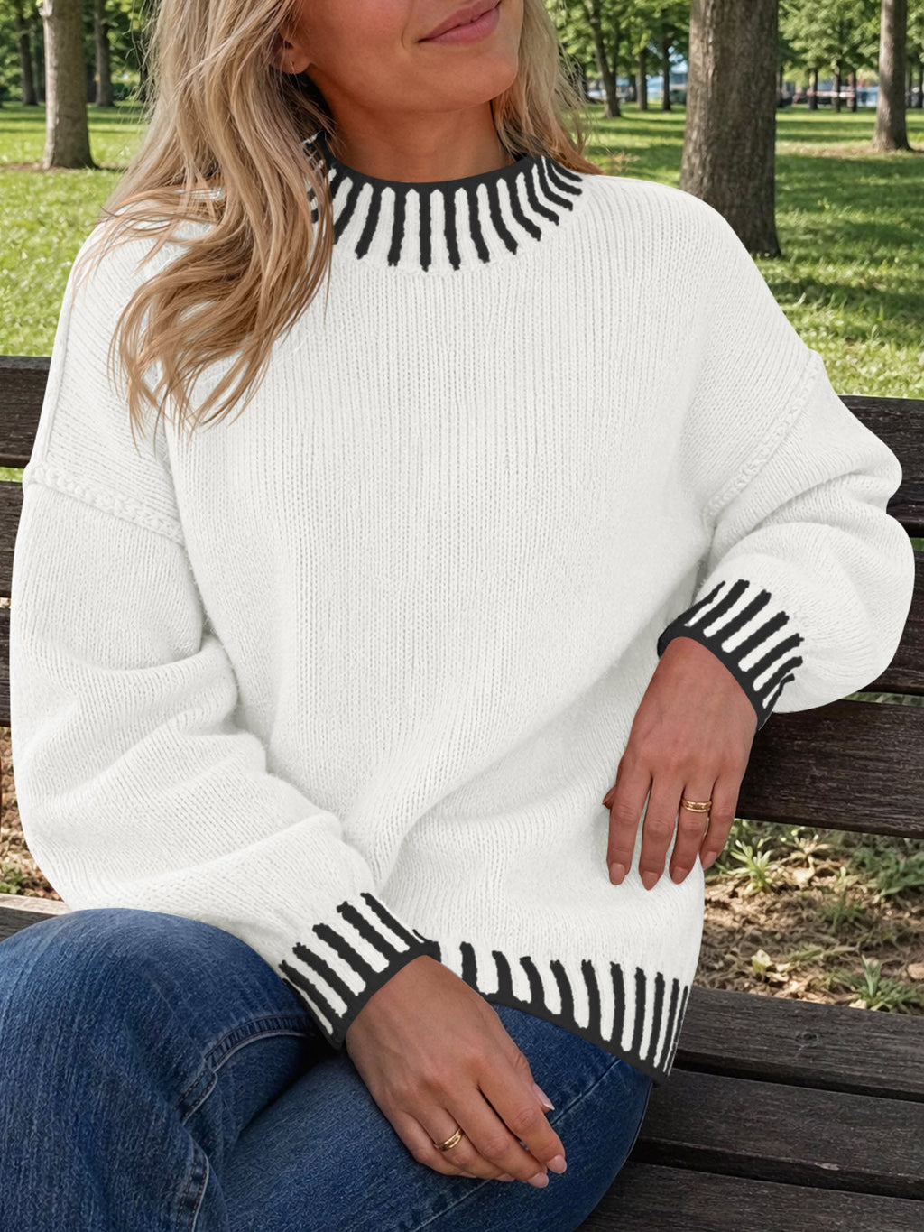 usvara Womens Chunky Mock Neck Sweater