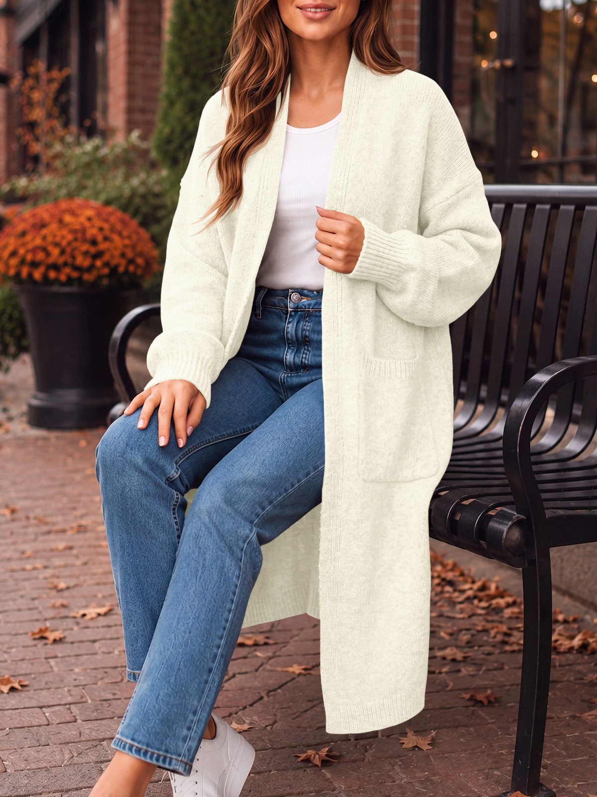 usvara Womens Oversized Open Front Cardigan