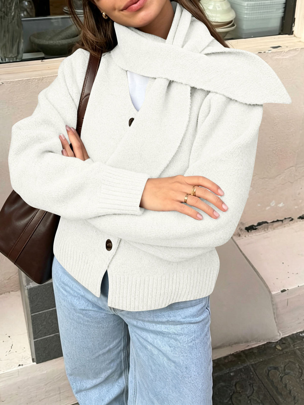 usvara Women Button Up Knit Cardigan