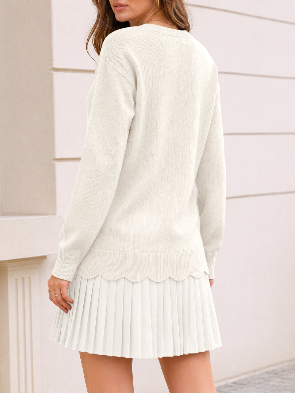 usvara Women Pleated Sweater Dress