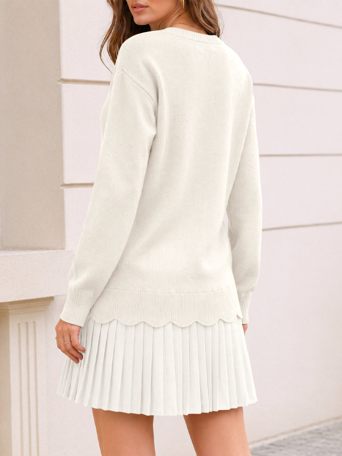 usvara Women Pleated Sweater Dress