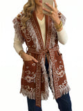 usvara Women Fringe Knit Cardigan