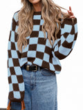 usvara Womens Checkered Fuzzy Sweaters