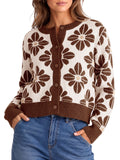 usvara Womens Floral Button Up Vintage Sweater