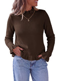 usvara Women Ruffle Mock Neck Knit Sweater