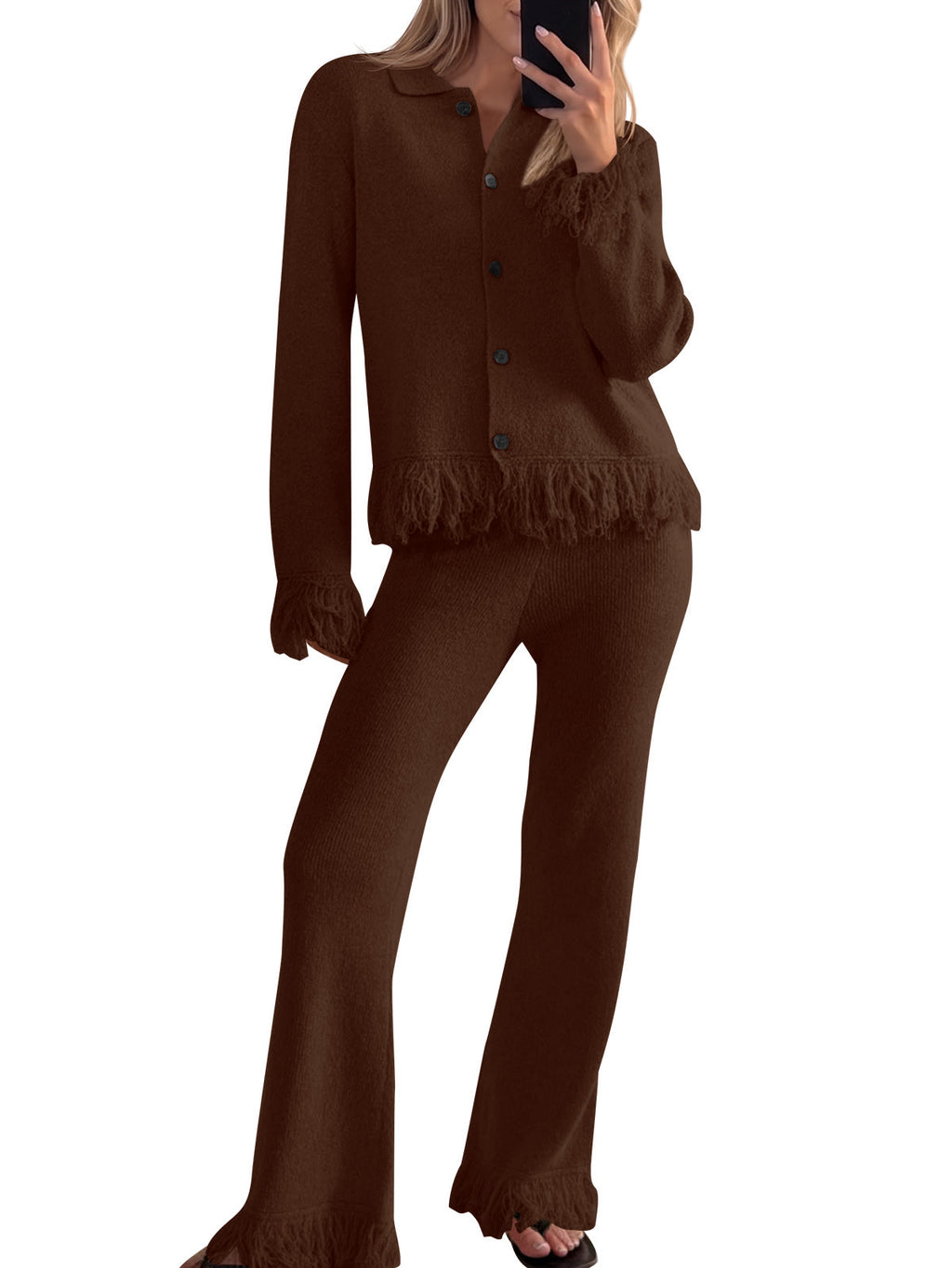 usvara Womens Fringe Sweater Sets