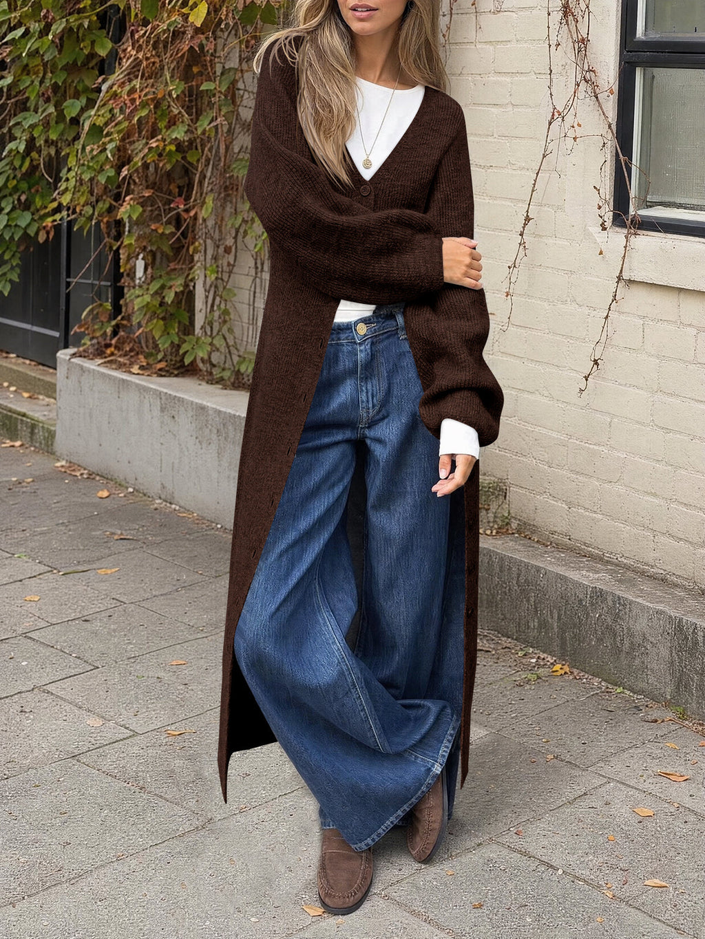 usvara Womens Oversized Long Button Up Cardigan