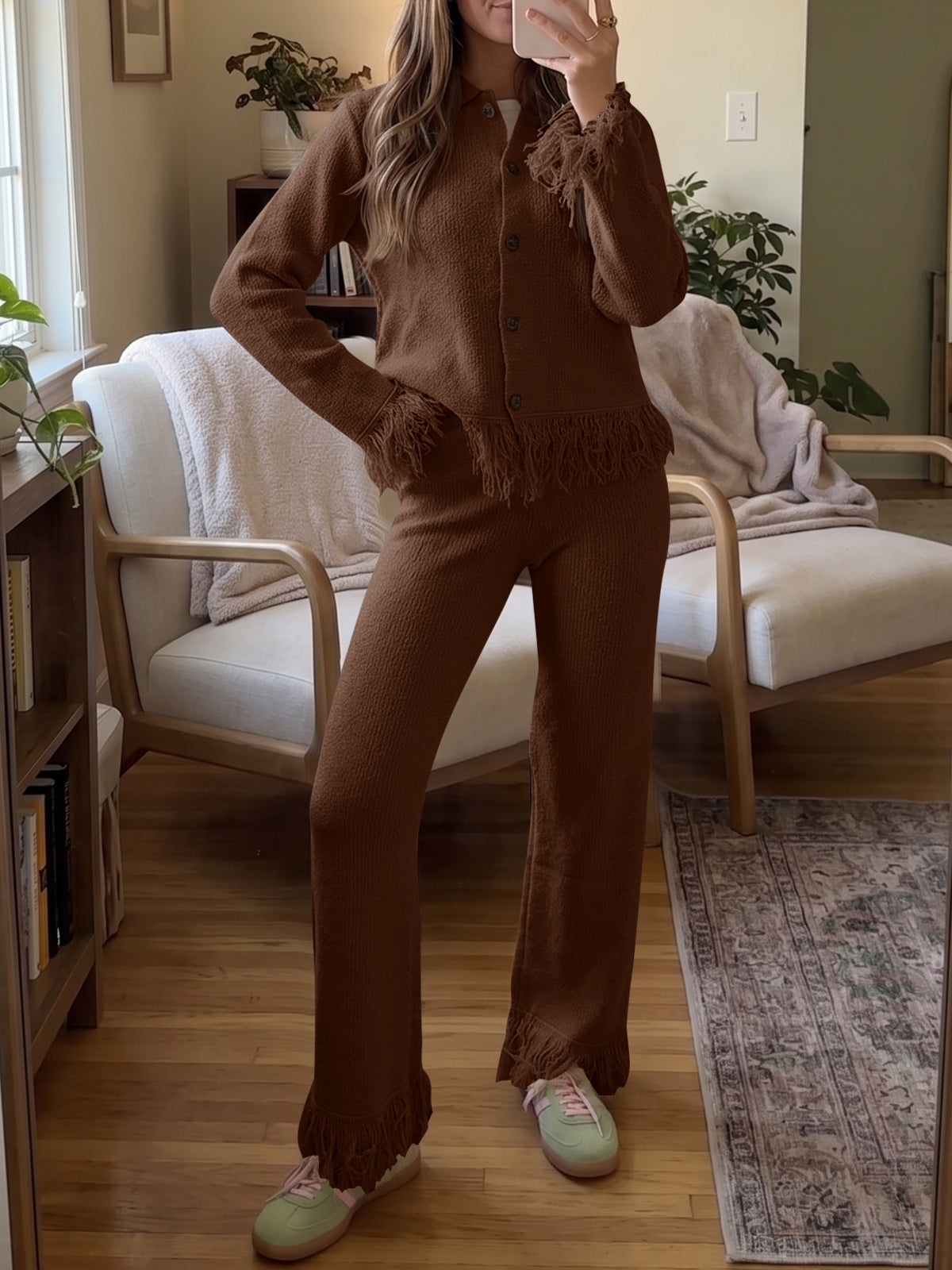 usvara Womens Fringe Sweater Sets