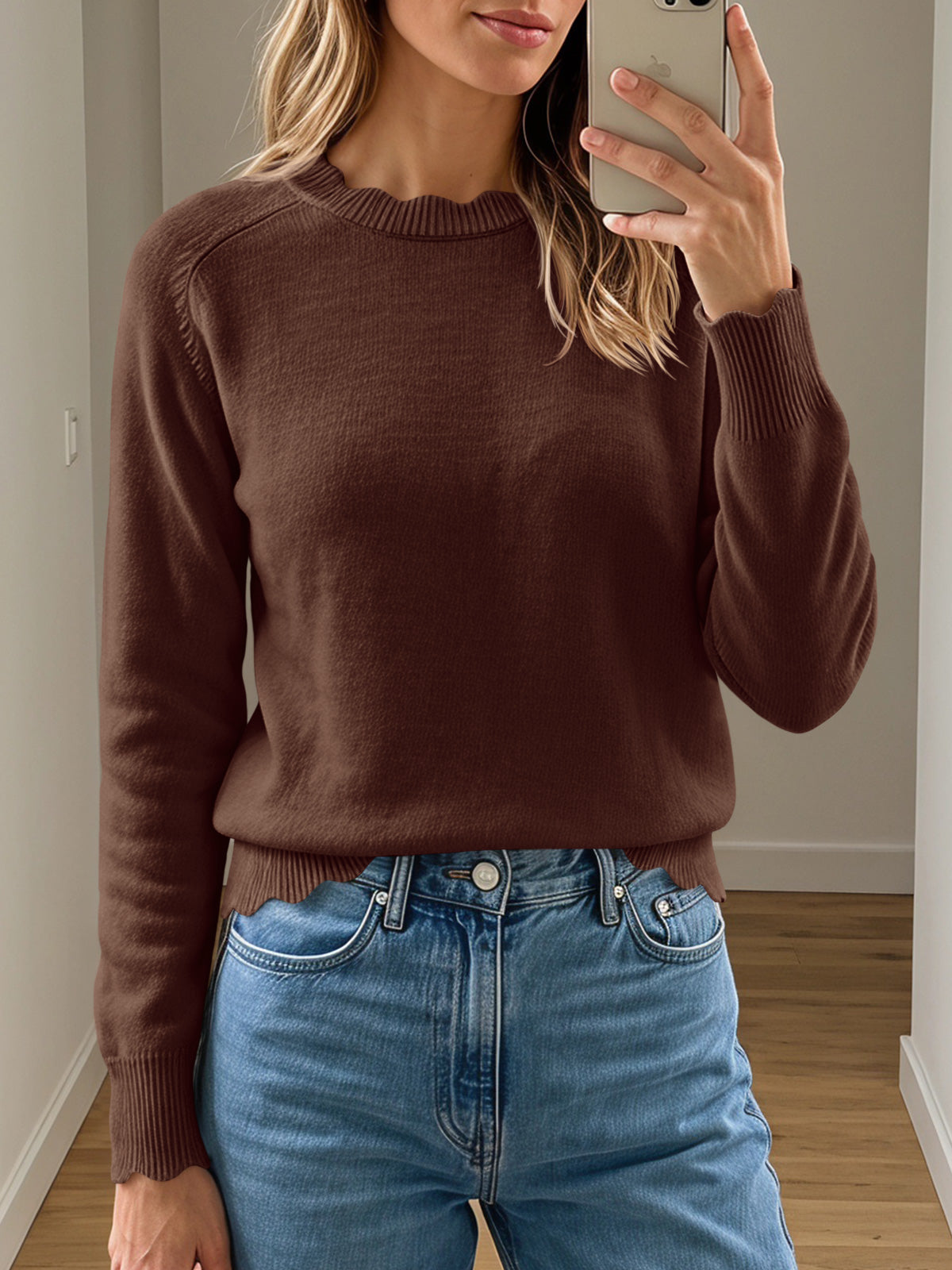 usvara Womens Long Sleeve Knit Sweater Tops