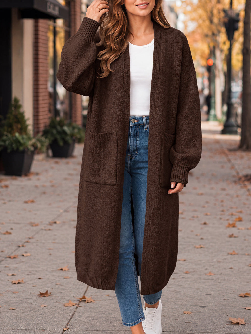usvara Womens Oversized Open Front Cardigan