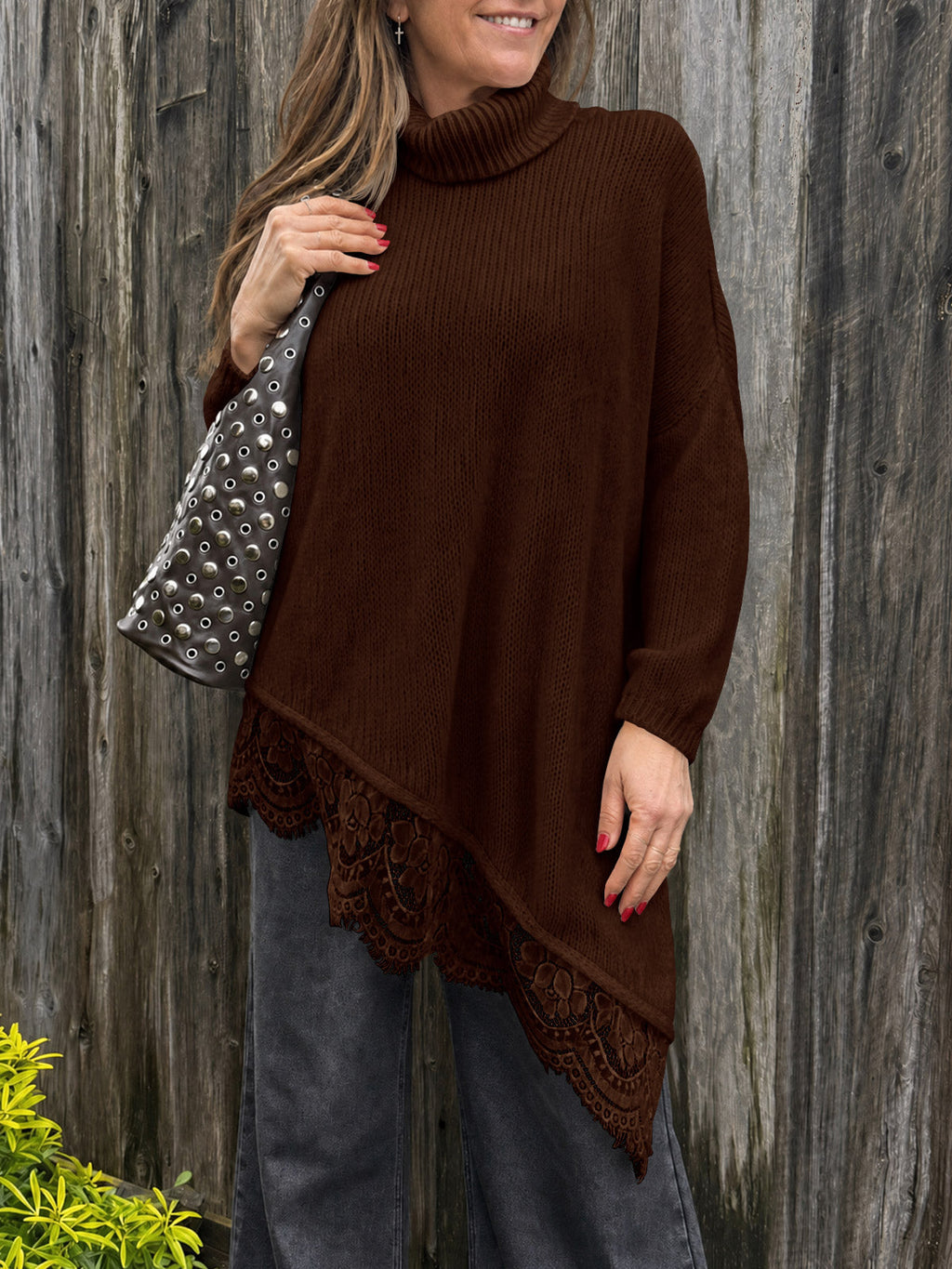 usvara Womens Oversized Batwing Sleeve Turtleneck Sweater