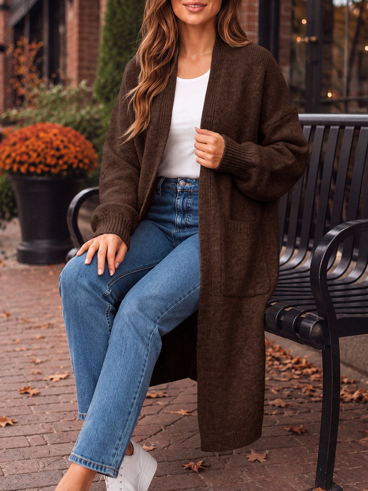 usvara Womens Oversized Open Front Cardigan