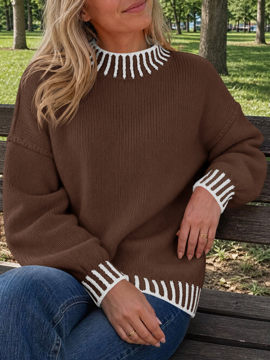 usvara Womens Chunky Mock Neck Sweater