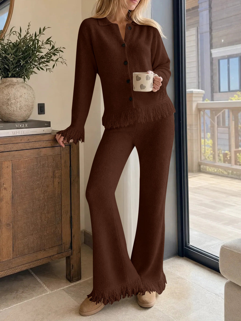 usvara Womens Fringe Sweater Sets