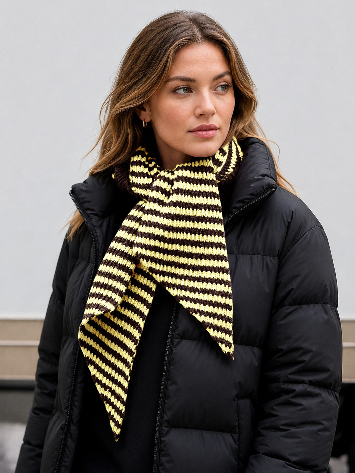usvara Womens Striped Hooded Scarf Knit Hat