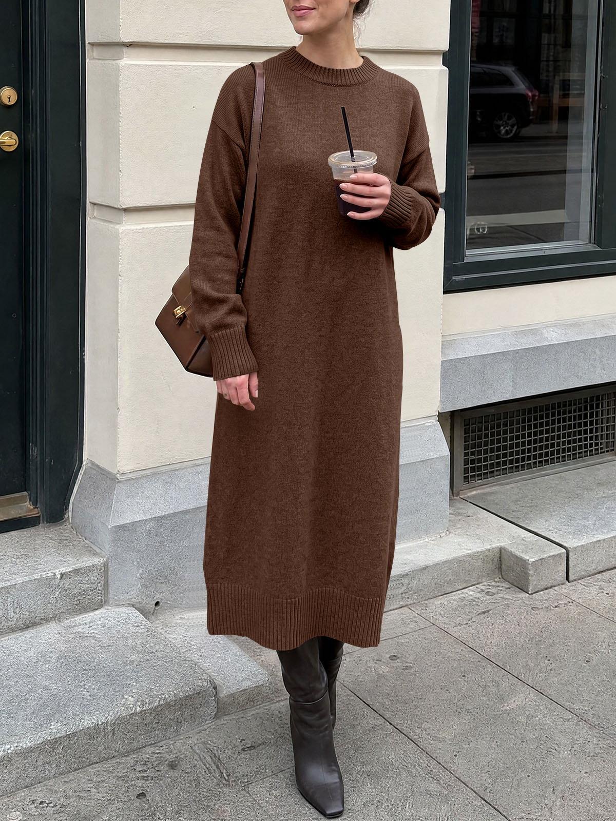 usvara Women Long Sleeve Maxi Sweater Dress