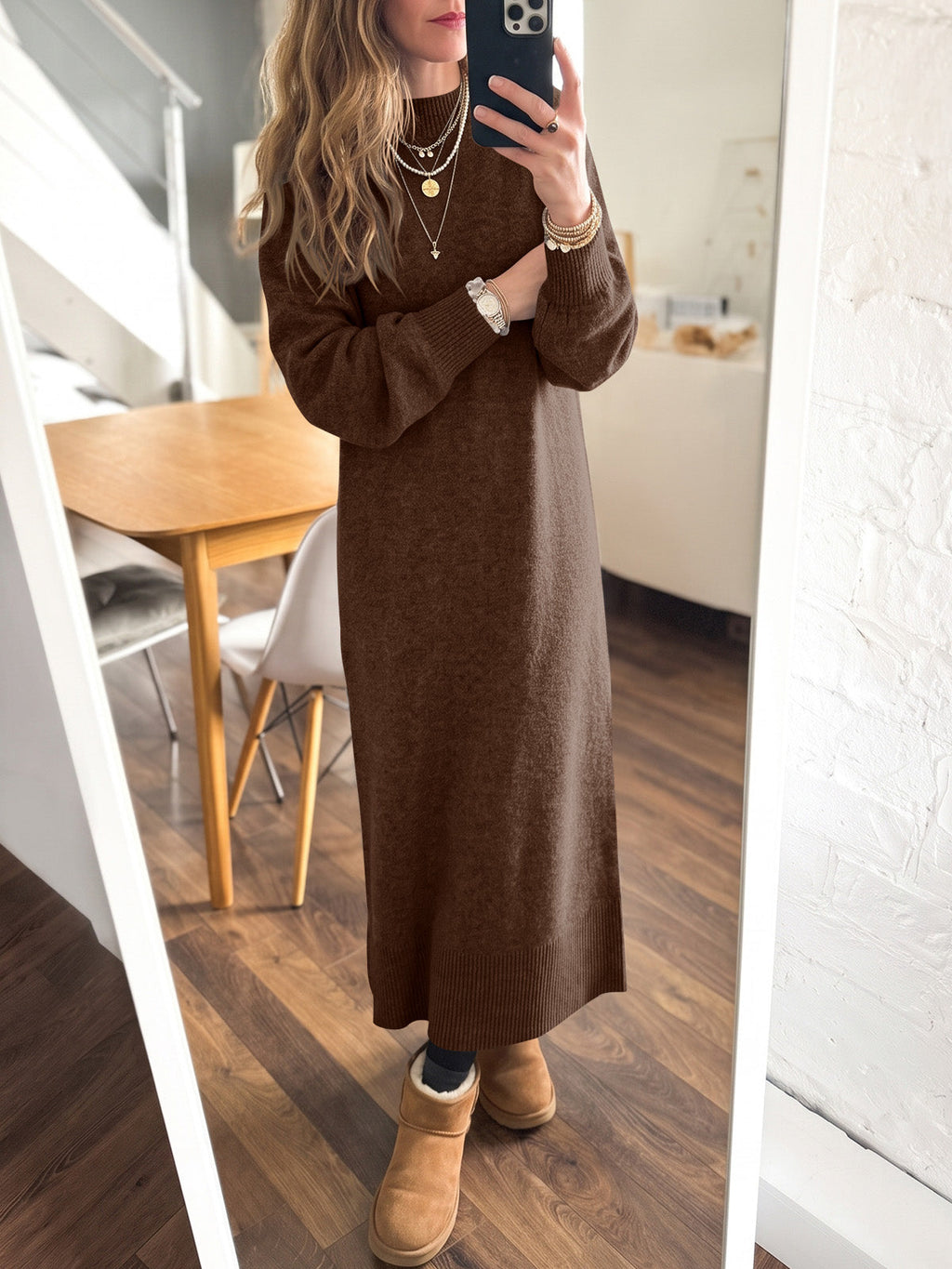 usvara Women Long Sleeve Maxi Sweater Dress