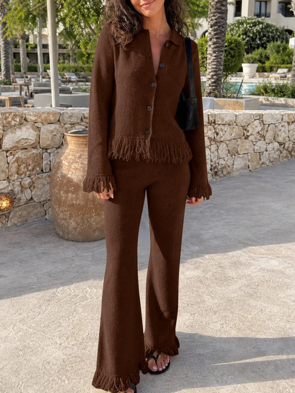usvara Womens Fringe Sweater Sets