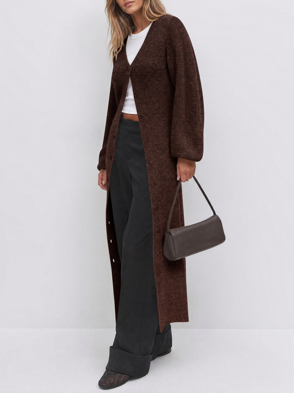 usvara Womens Oversized Long Button Up Cardigan