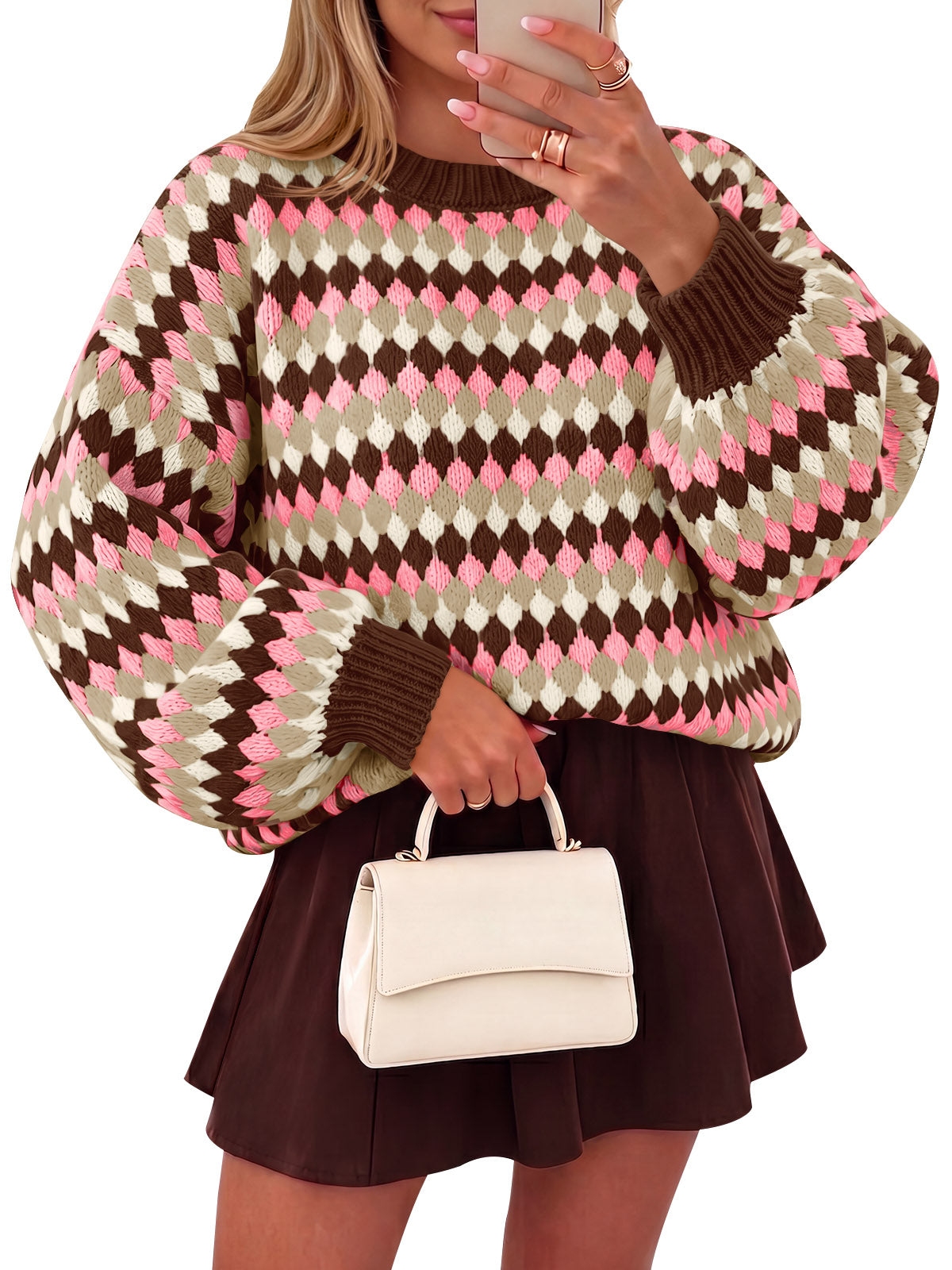 usvara Women Color Block Knit Sweater