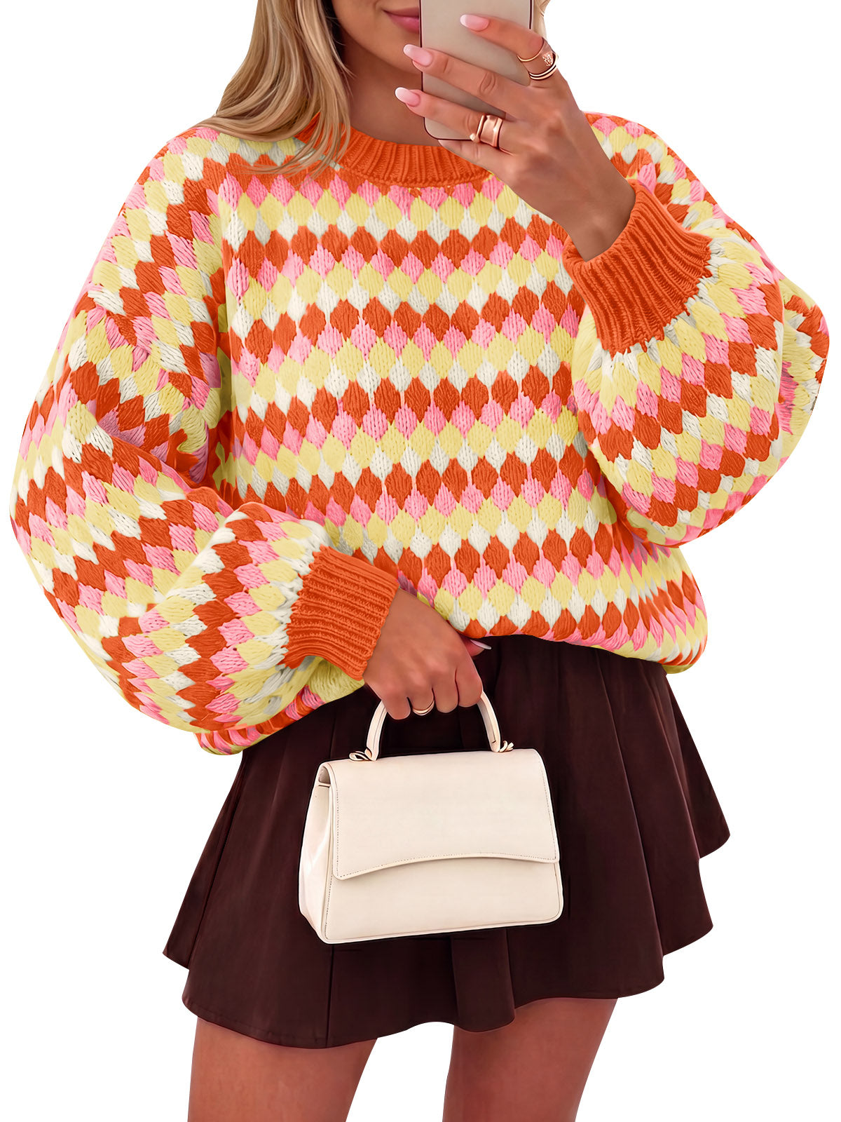 usvara Women Color Block Knit Sweater