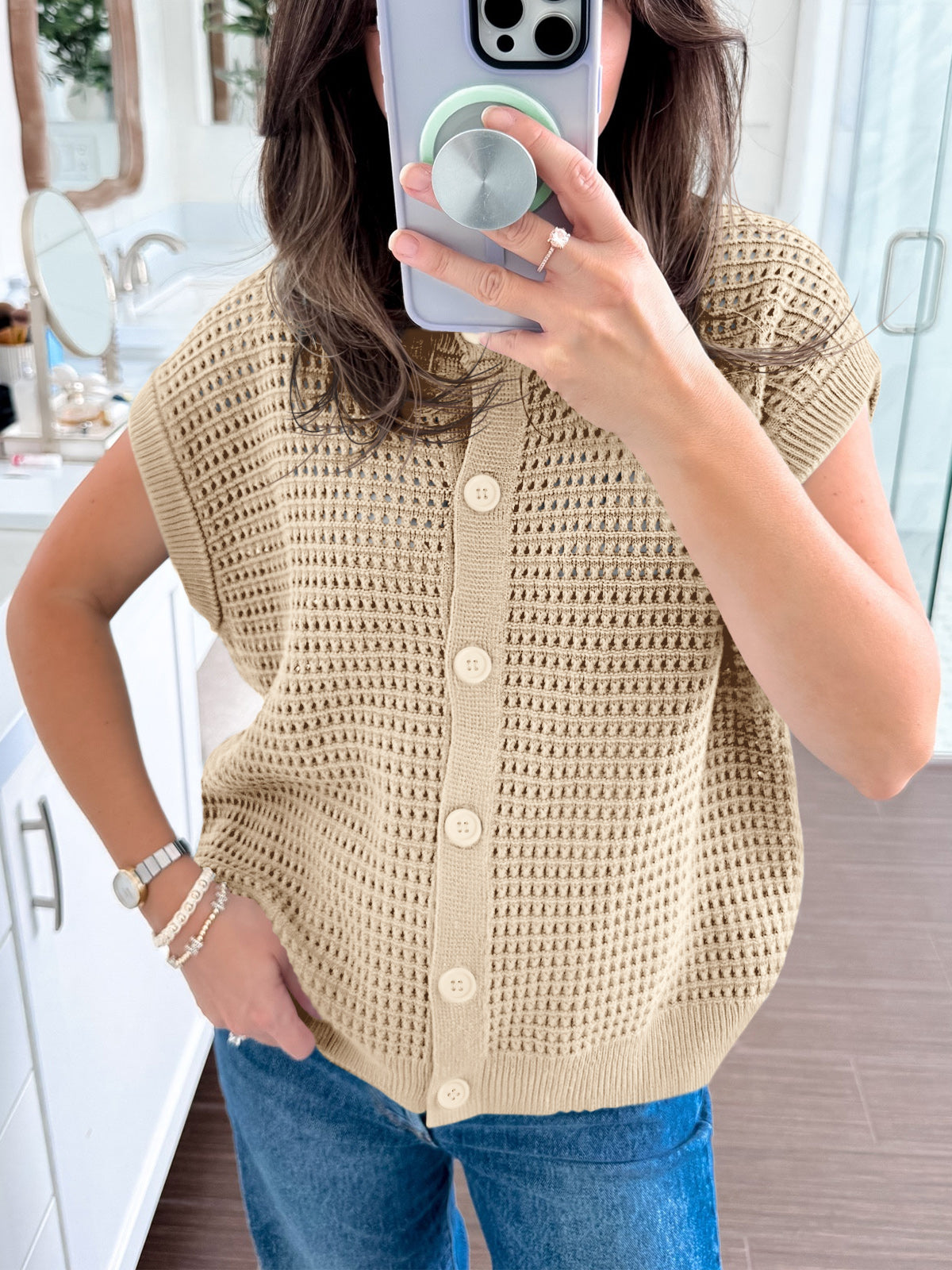 usvara Womens Short Cap Sleeve Sweater Vest