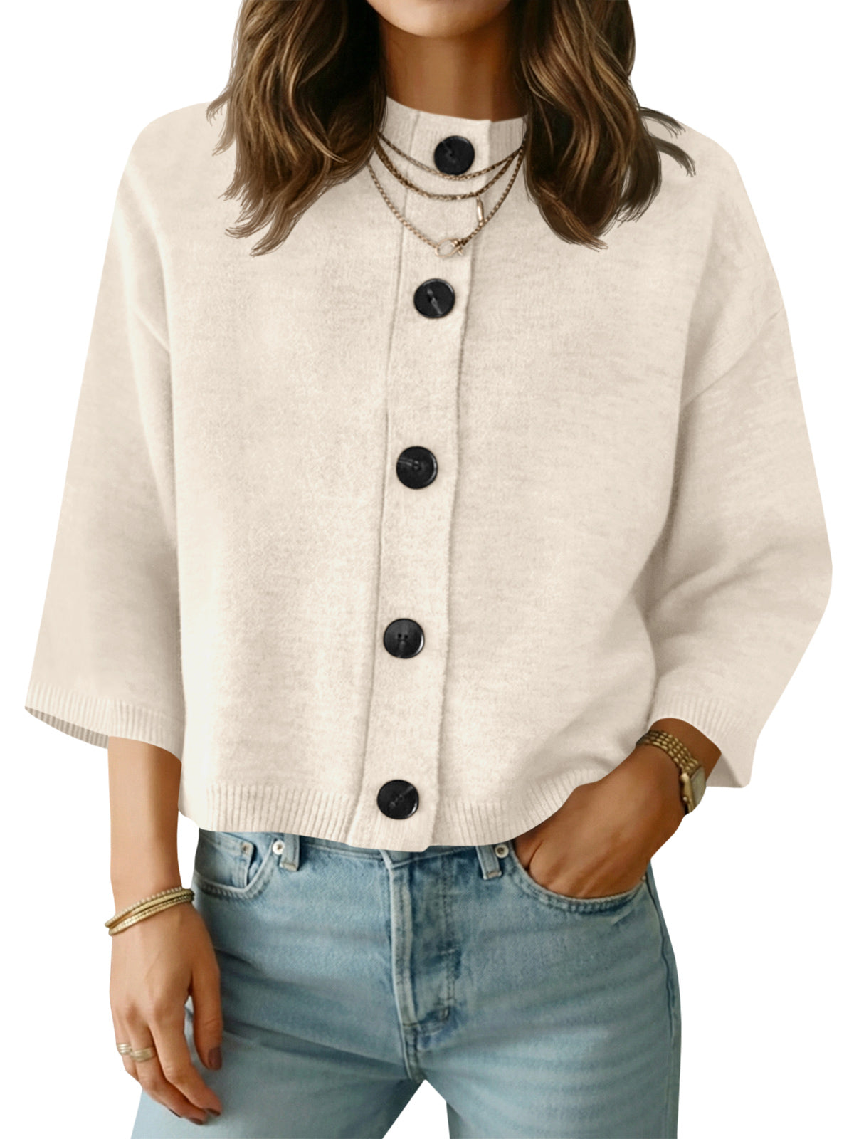 usvara Womens Short Sleeve Button Down Cardigan