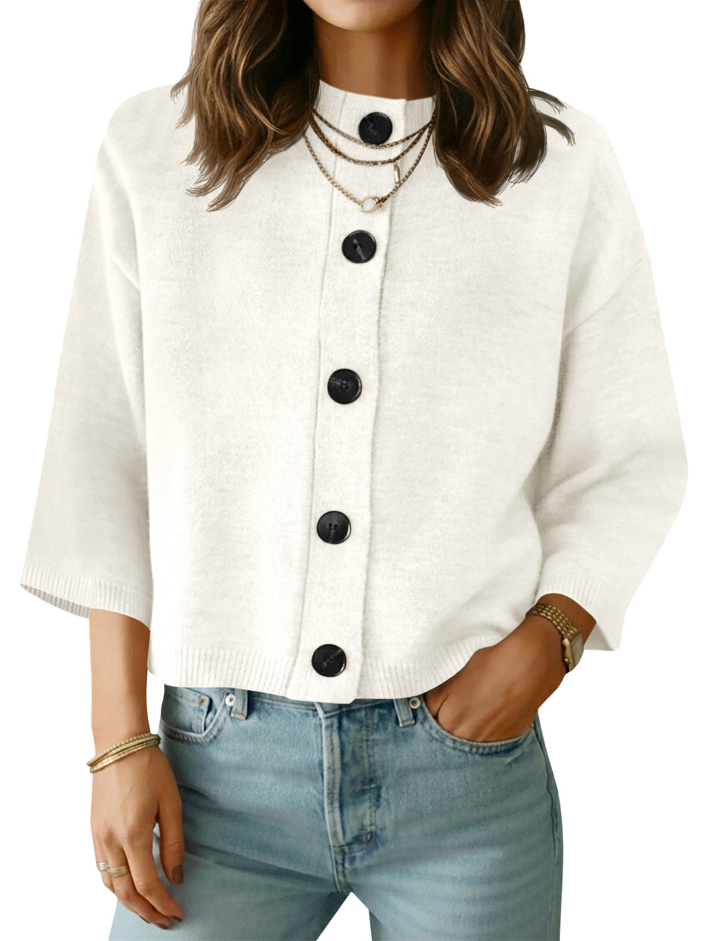 usvara Womens Short Sleeve Button Down Cardigan