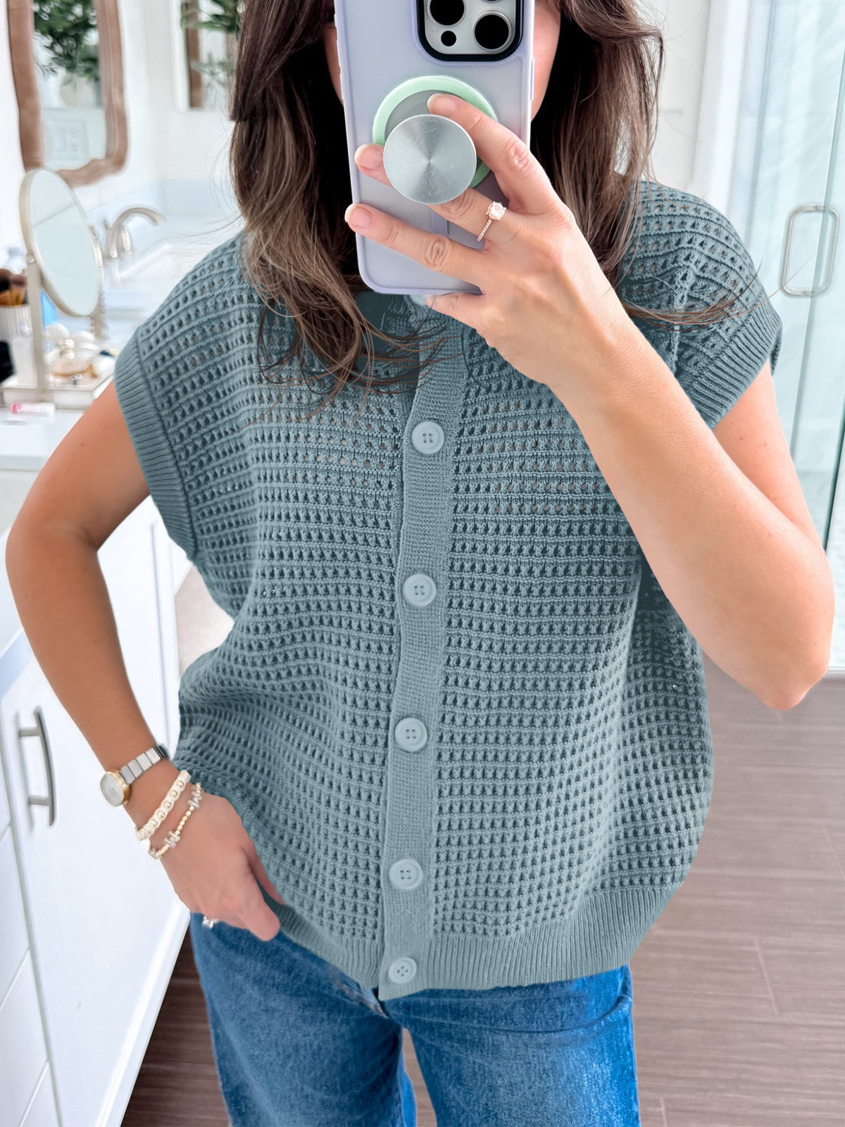 usvara Womens Short Cap Sleeve Sweater Vest