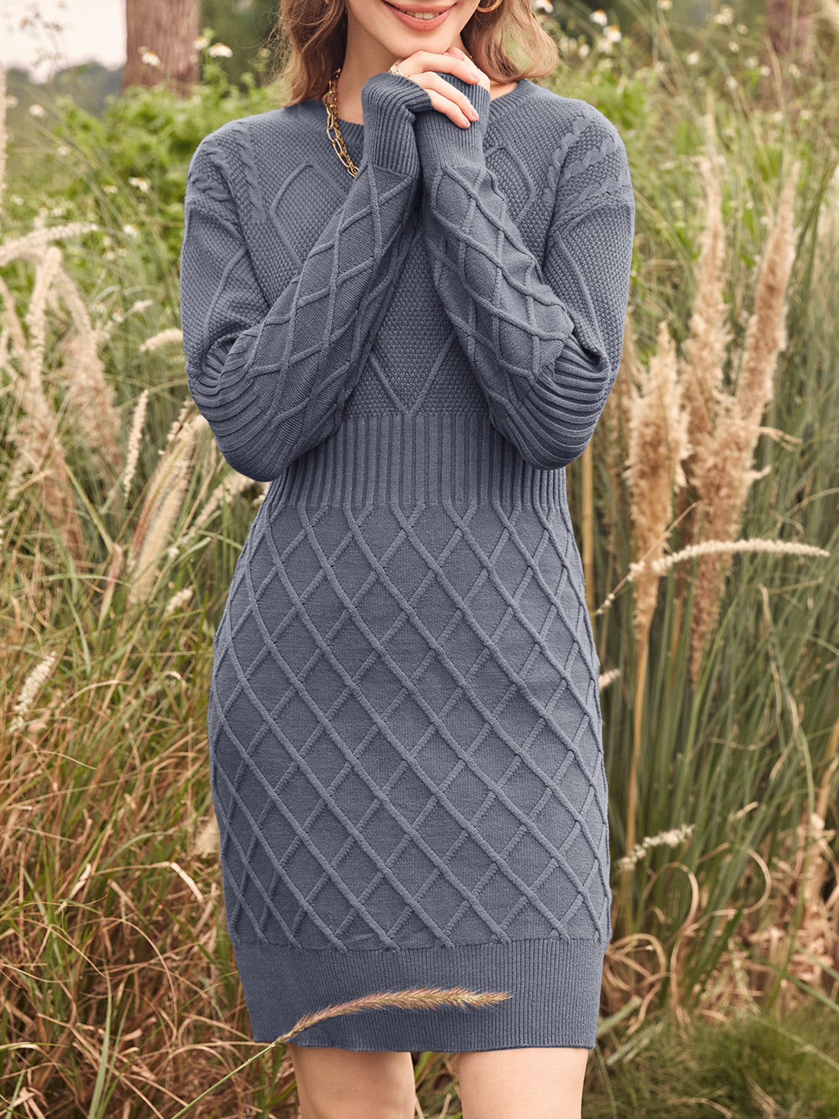 usvara Womens Bodycon Mini Sweater Dress