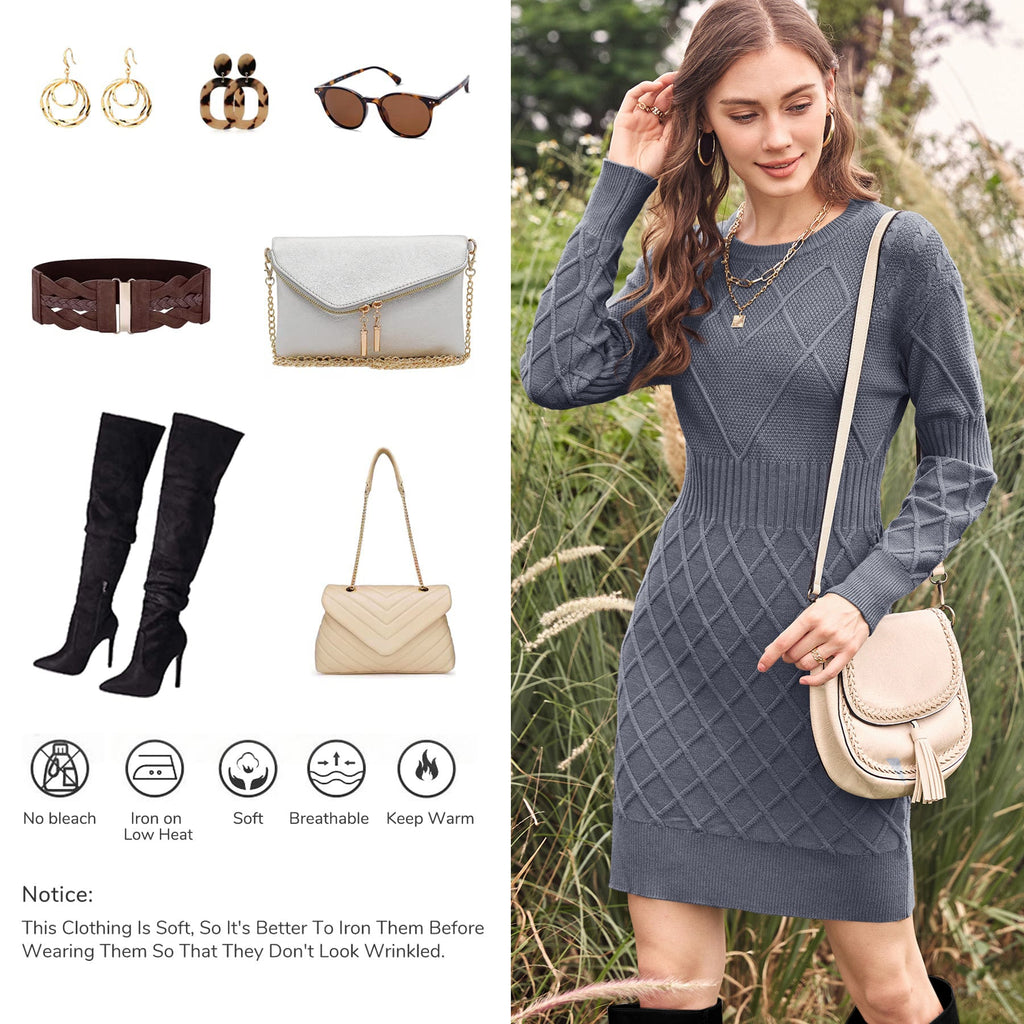 usvara Womens Bodycon Mini Sweater Dress