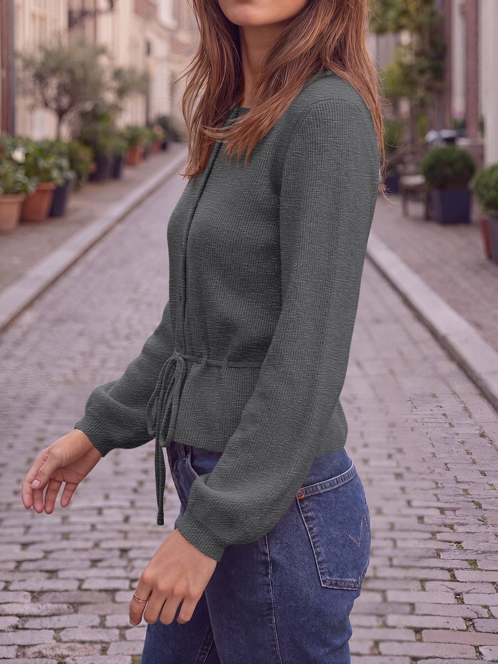 usvara Women Cropped Button Up Cardigan