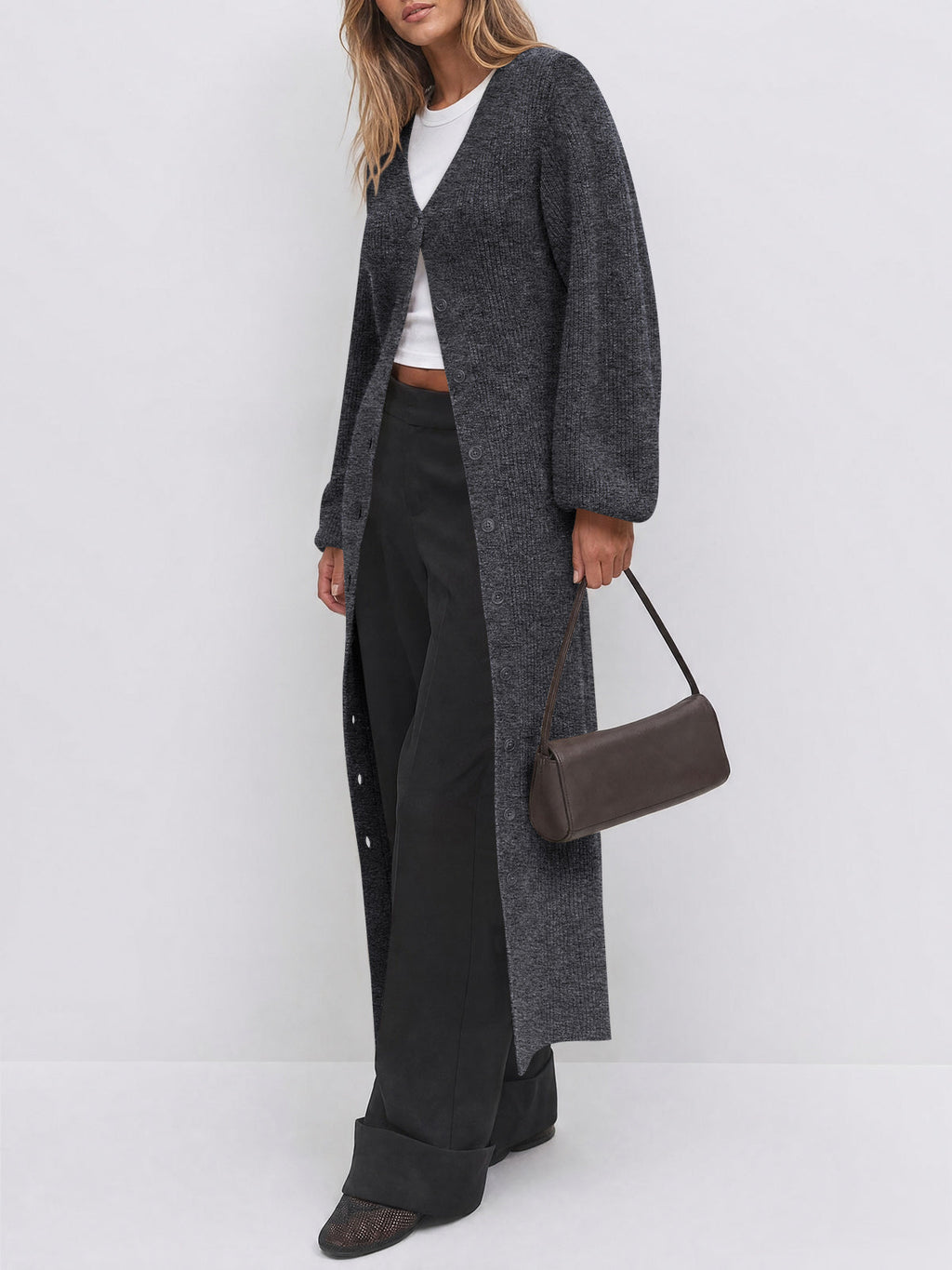 usvara Womens Oversized Long Button Up Cardigan
