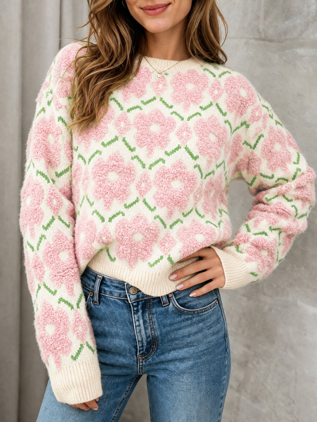 usvara Women Floral Knit Sweaters
