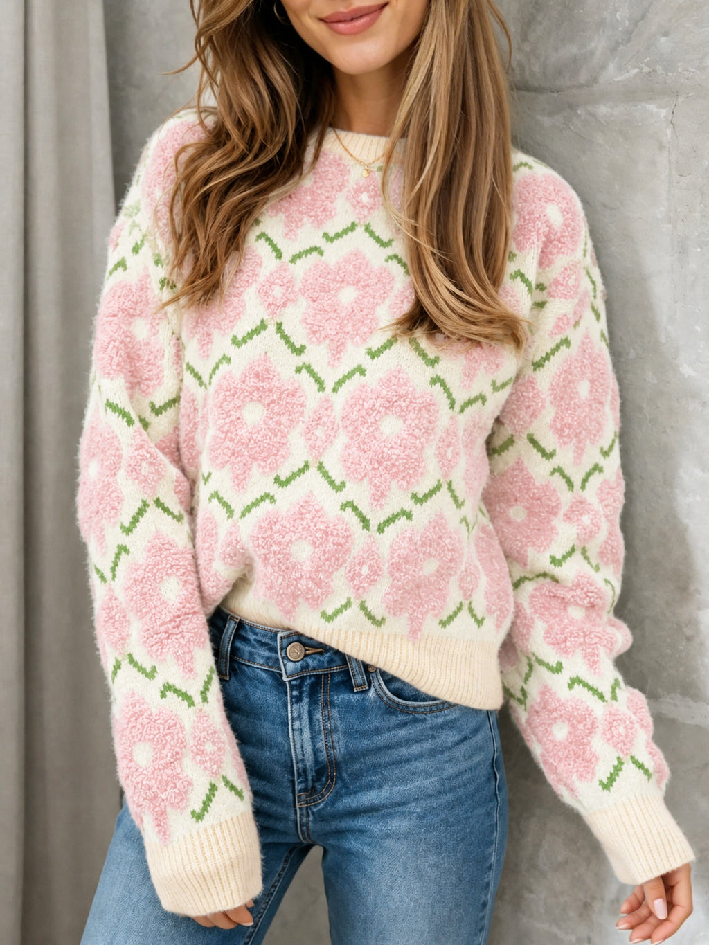 usvara Women Floral Knit Sweaters