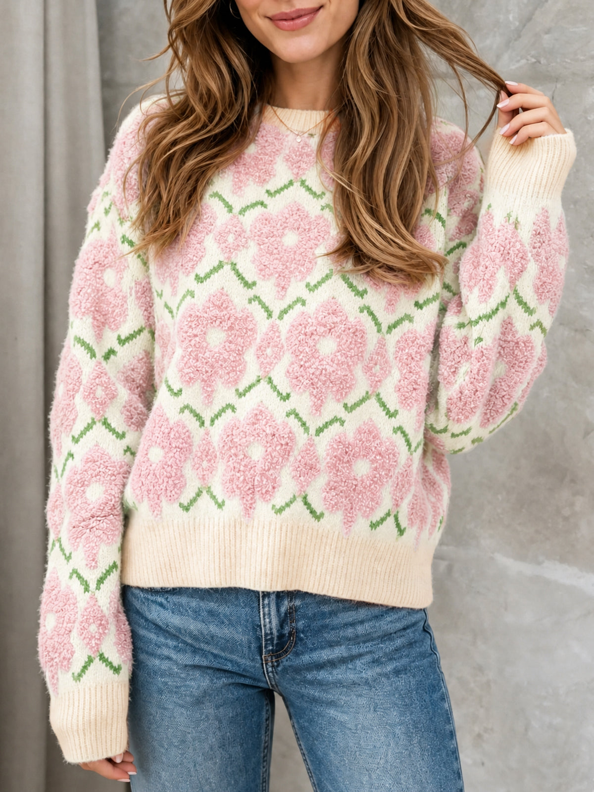 usvara Women Floral Knit Sweaters